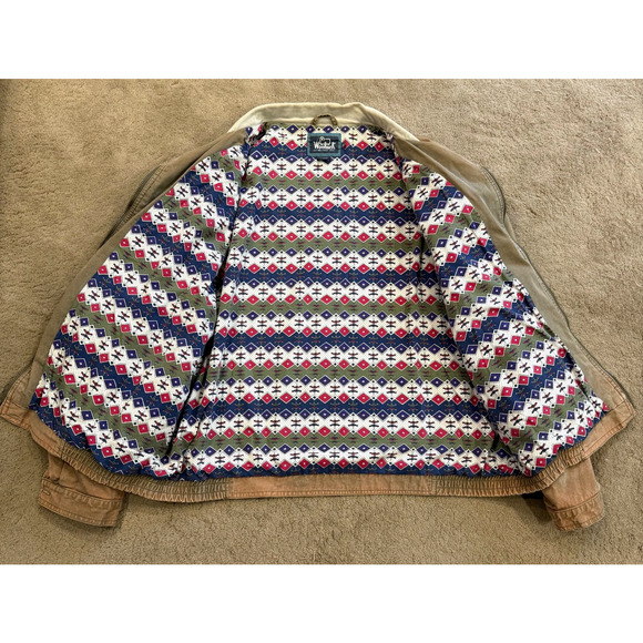 Vintage Woolrich Fatigue Jacket Mens Khaki Lined Fading Field Chore Coat Size XL - Picture 5 of 10